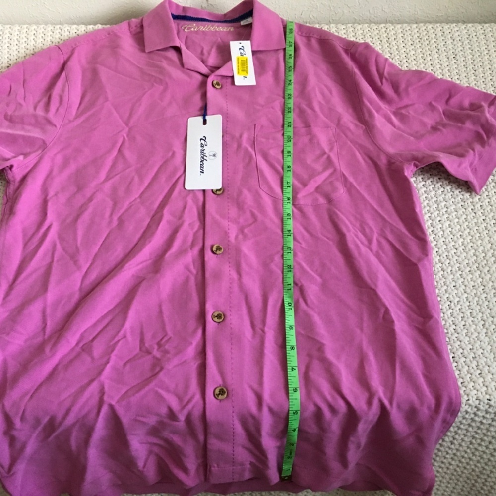 CARIBBEAN  MEN'S MEDIUM SHORT SLEEVE HAWAIIAN CASUAL SHIRT/PURPLE/PINKISH
